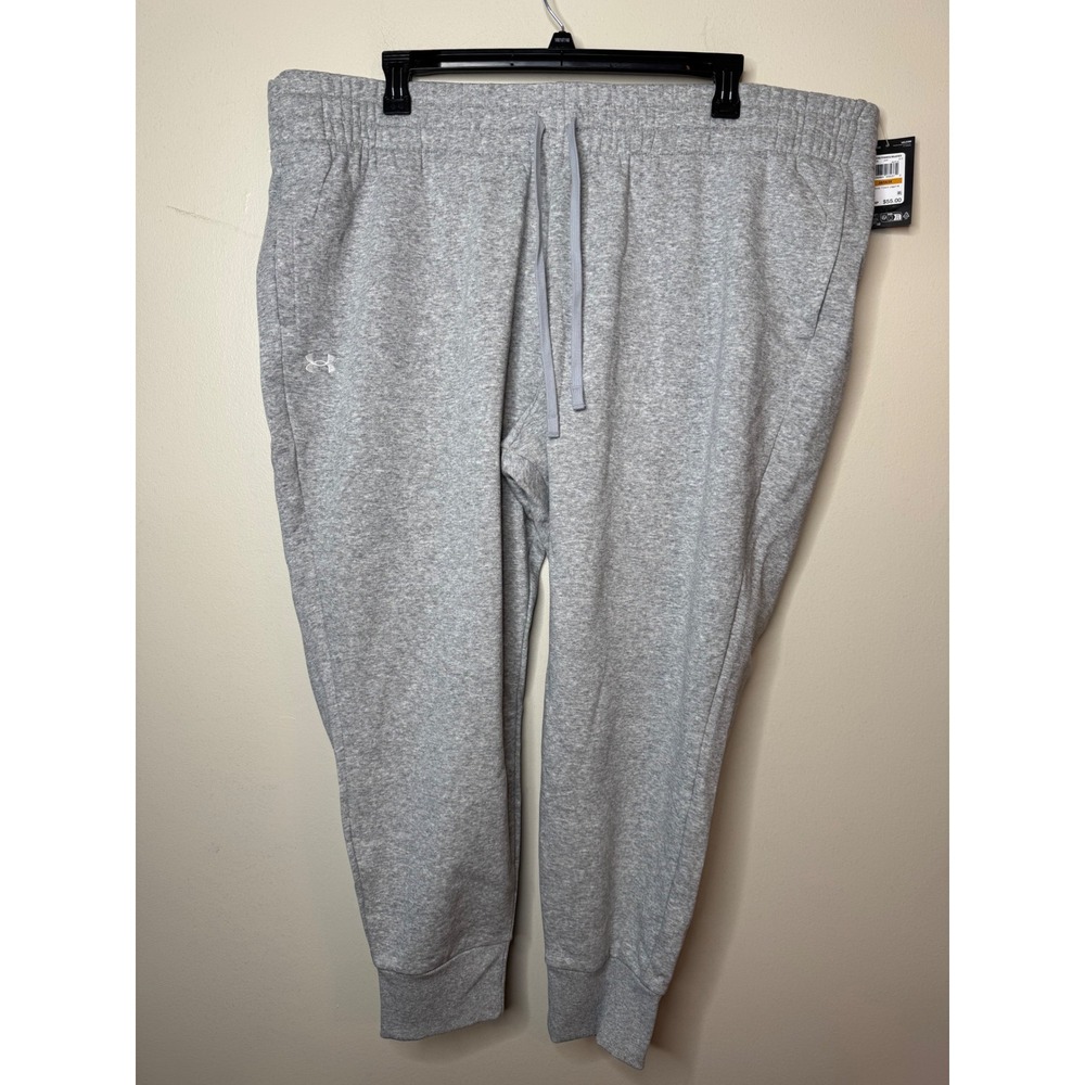 Under Armour Womens Rival Fleece Joggers Gray Heather Sweatpants